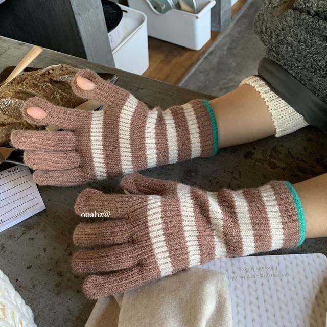 Fenmo-Striped Touchscreen Gloves