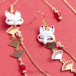 Pink Unicorn - Fortune Cat Drop Earring