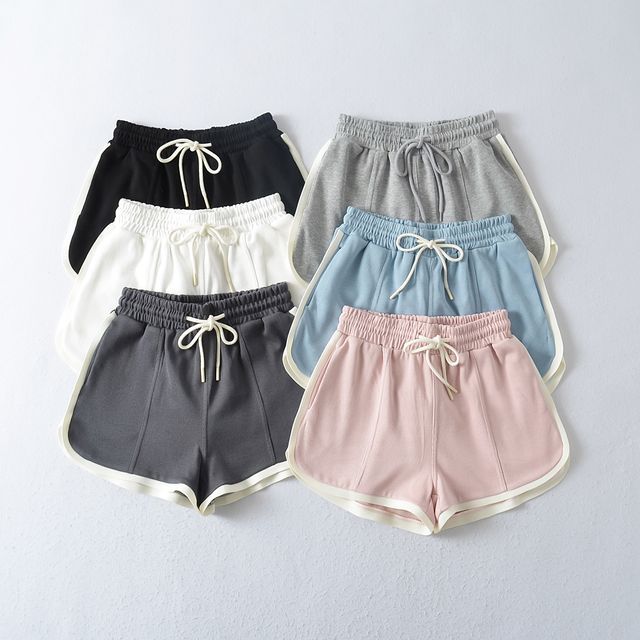Faiar-Drawstring Waist Piped Shorts