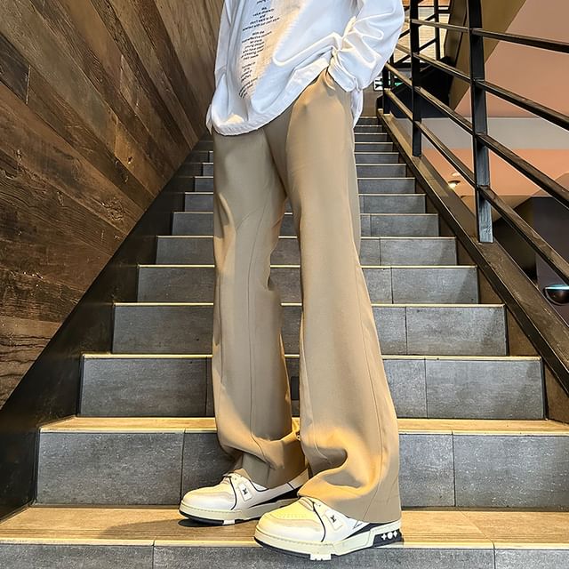 Chuoku-Mid Rise Plain Flared Dress Pants