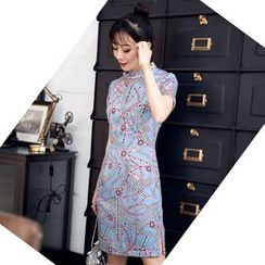 欧依潮派 - 印花短袖旗袍 欧依潮派 - 印花短袖旗袍