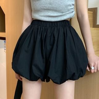 Sisyphi-High Waist Plain Pleated Bubble Shorts
