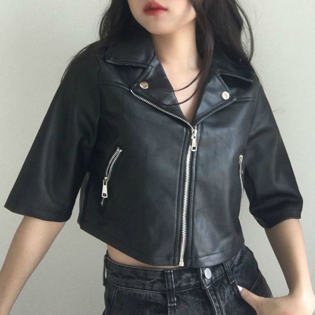 Short sleeve 2024 biker jacket