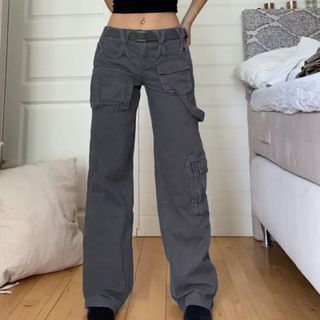  ZZSRJ Loose Ladies Low Rise Jeans Cargo Pants Vintage