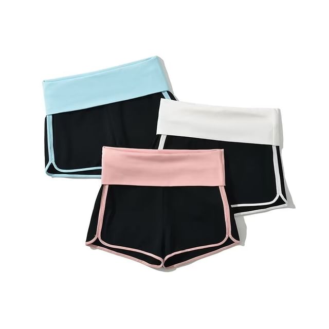 Ulark-High Waist Contrast Trim Shorts