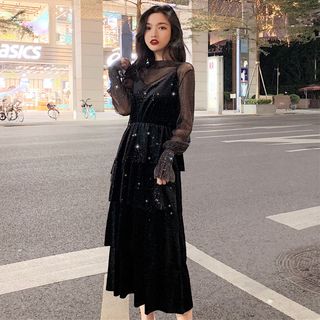 colorful glitter dress MINI RAINBOW SEQUIN DRESS-ALJH0064 main image 0