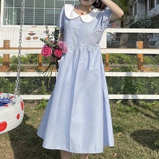 Bambu - Contrast Peter-Pan Collar Dress | YesStyle