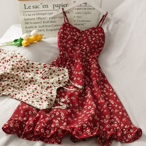 Lemongrass - Floral Spaghetti Strap Mini Dress