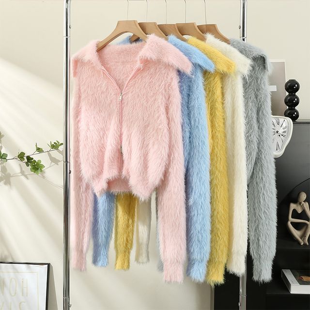 Women's Fall Plaid Pattern Cozy Furry Cardigan main image 1