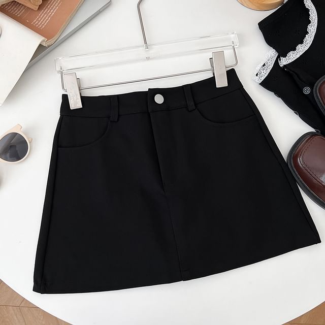 DIYI-Plain Mini A-Line Skirt