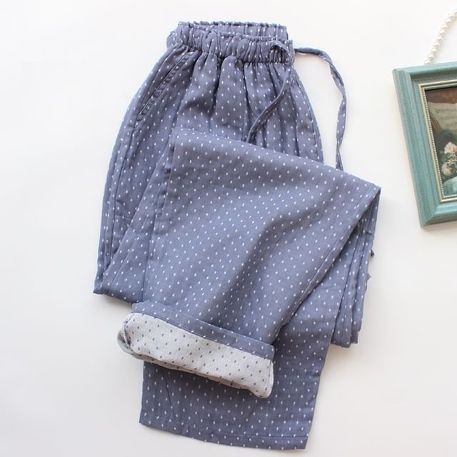 Dogini-Couple Matching Dotted Pajama Pants Various Designs