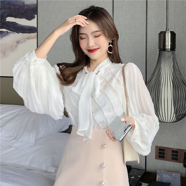 HYKE　24SS  T/C BALLOON SLEEVE BLOUSE HYKE 2023AW | T/C BALLOON SLEEVE SHIRT BLOUSE | S | White