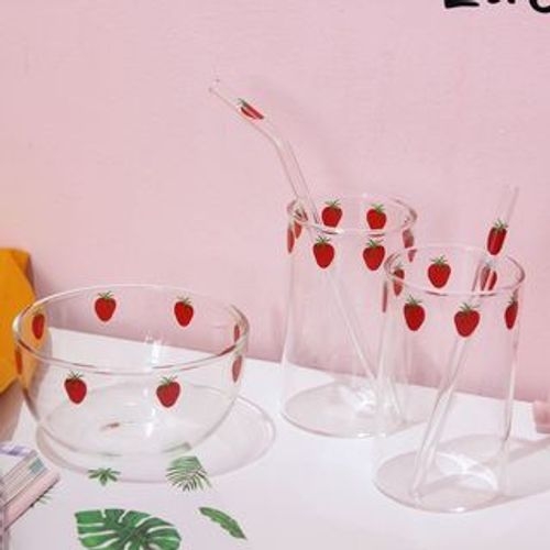 Strawberry Printed Drinking Glassware