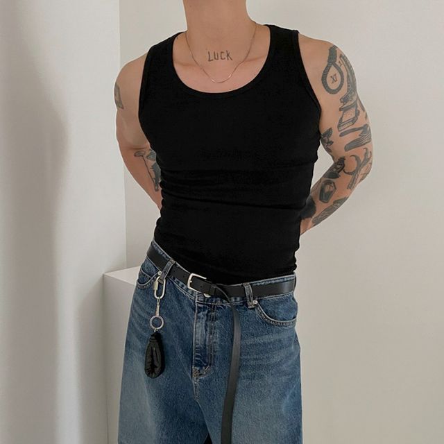 MRCYC-Scoop Neck Plain Tank Top