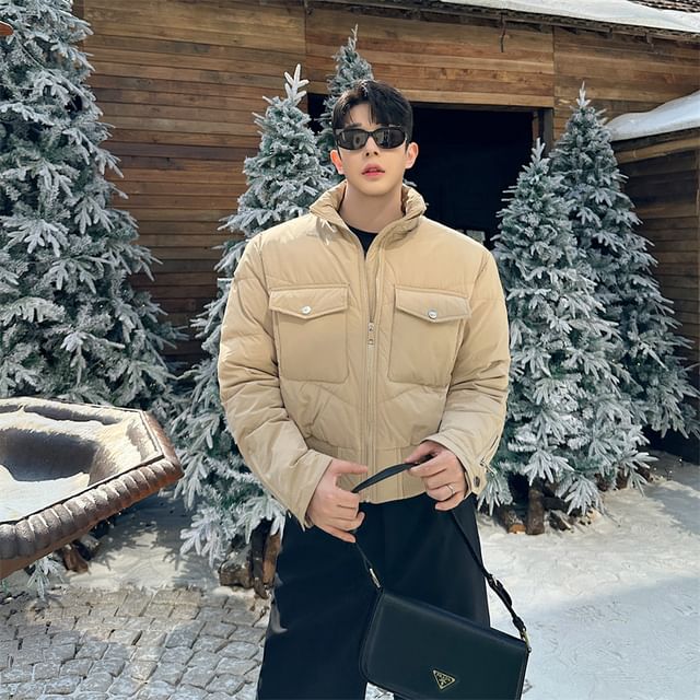 Freehop-Long Sleeve Stand Collar Padded Jacket