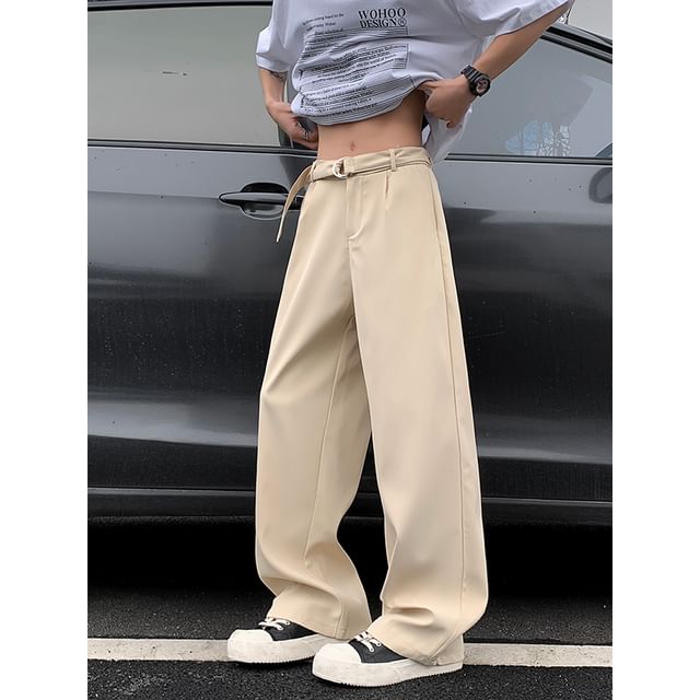 Plummie-Low Rise Plain Wide Leg Pants