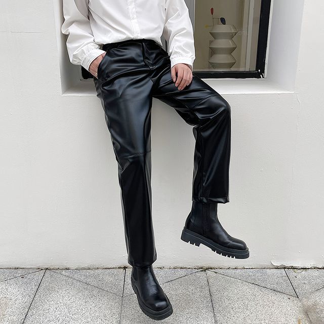 Freehop - Faux Leather Straight Leg Pants | YesStyle