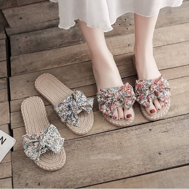 floral bow sandals