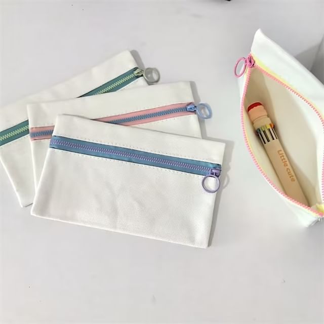 Milha-Plain Canvas Makeup Coin Purse