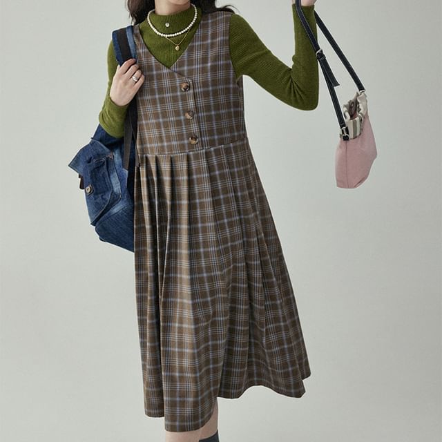 pleated dress with jumper Long Sleeve Jumper & Pleated Bottom Dress (7 Colours)