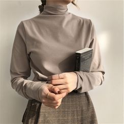 Fairy Essential - Plain Long-Sleeve Mock-Neck Top Fairy Essential - Plain Long-Sleeve Mock-Neck Top