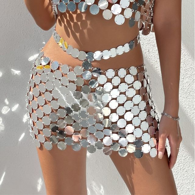 Grizelda-Sequined Cutout Mini Pencil Skirt