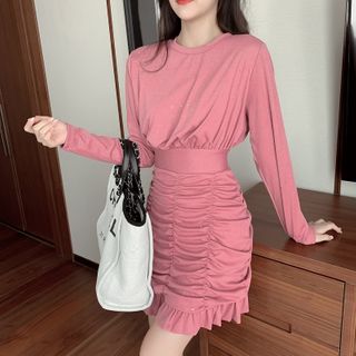long sleeve a line mini dress