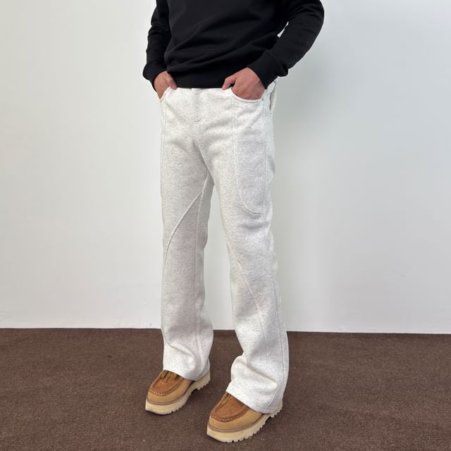 DragonRoad-Mid Rise Plain Flared Sweatpants