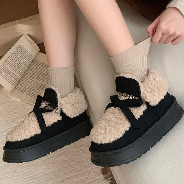 Honkizz-Platform Fleece Panel Shoes