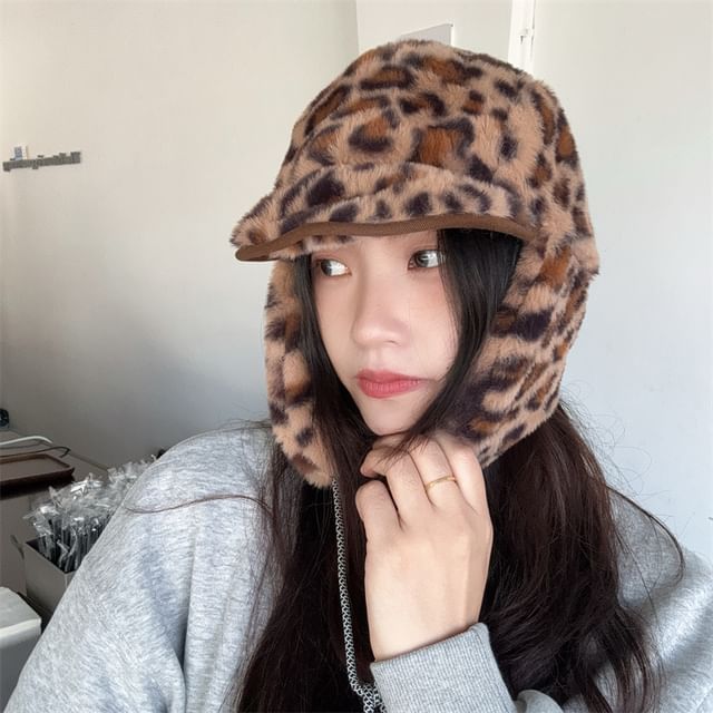 4-4 STUDIO-Leopard Print Trapper Hat