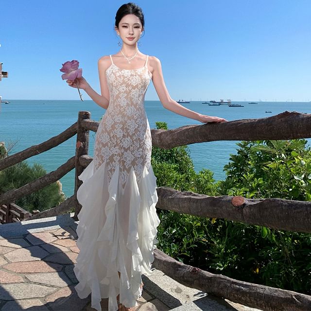 chinese dress ladies Aurelie Long Sleeve Lace Maxi Dress - Ivory main image 1