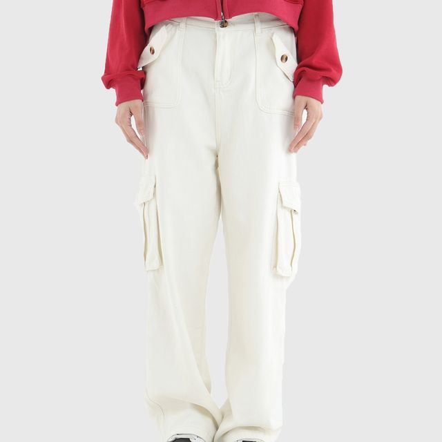 INStudio-High-Waist Plain Cargo Pants