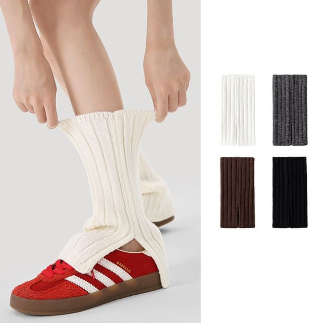 Gentiana-Plain Slit Knit Leg Warmers