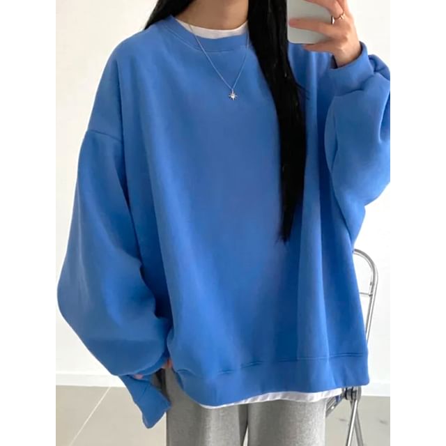 SeoulPop-Plain Loose-Fit Pullover