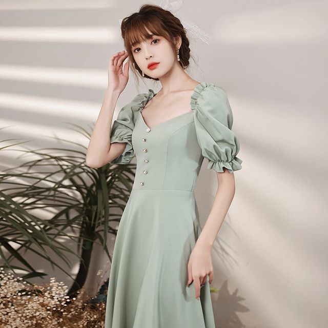 AIPIOA - Puff-Sleeve A-Line Bridesmaid Dress (Various Designs) | YesStyle