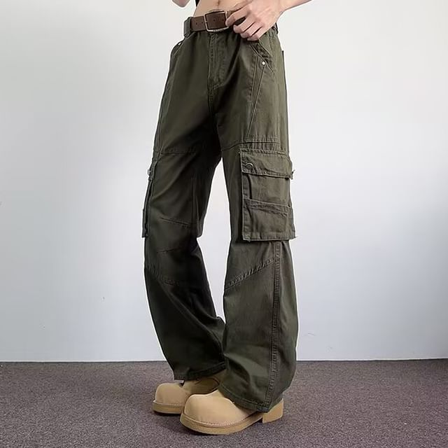 GRAYCIOUS-High Waist Plain Loose Fit Cargo Pants