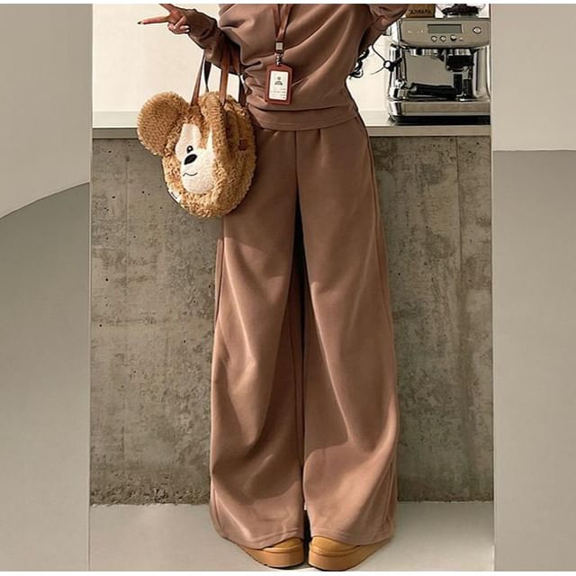 RainGirl-Elastic Waist Plain Baggy Pants