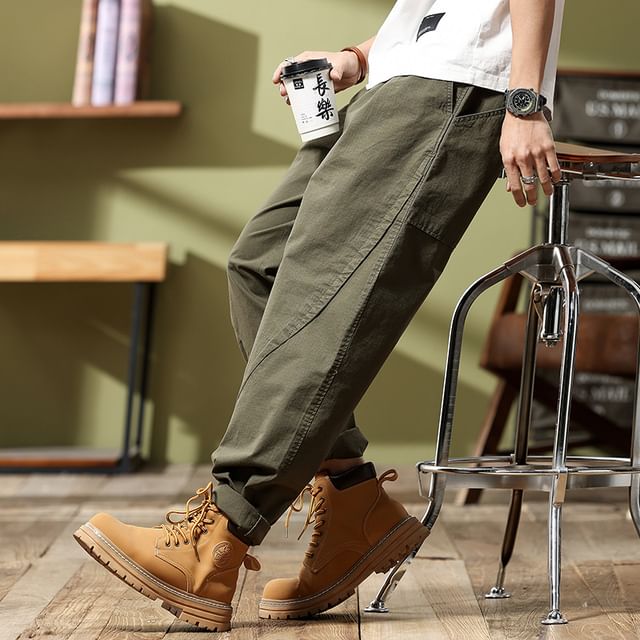 Nataro-Mid Rise Plain Tapered Pants