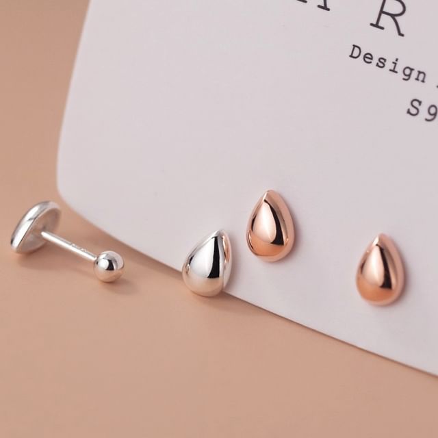A-ROCH-Droplet Sterling Silver Barbell Earring