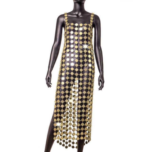 Grizelda - Sleeveless Square Neck Disc Chainmail Backless Midi