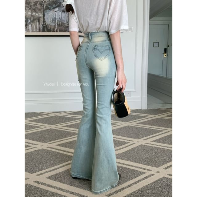Gilmort-High Rise Washed Flared Jeans