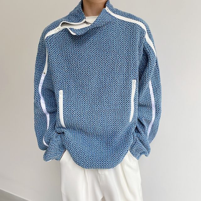 Bjorn-Stand Collar Zip Detail Oversized Jacket