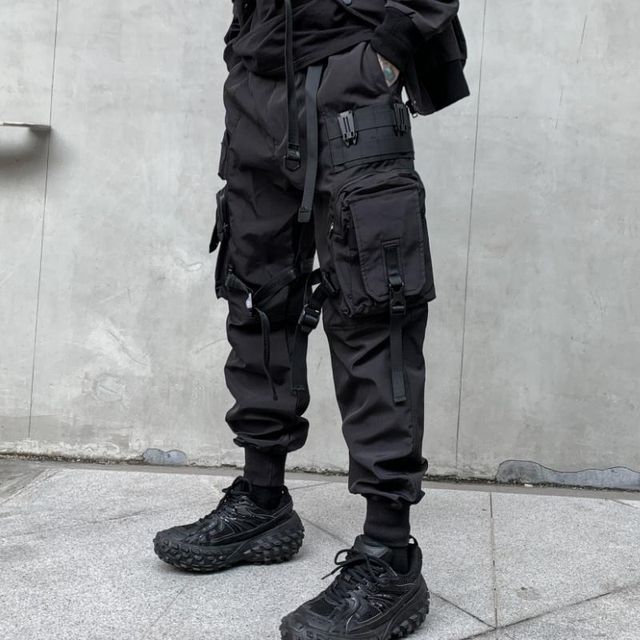 Orungeetun-Mid Rise Plain Harem Cargo Pants