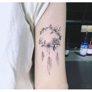 Star of the Day - Flower & Feather Dreamcatcher Waterproof Temporary Tattoo  | YesStyle