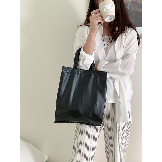NewTown-Faux Leather Tote Bag