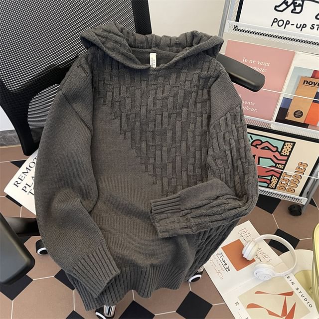 Plummie-Drop-Shoulder Plain Hooded Sweater