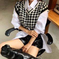 DEEPNY - V-Neck Houndstooth Vest DEEPNY - V-Neck Houndstooth Vest