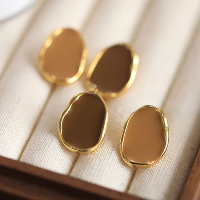 pexrl jewelry-Irregular Glaze Alloy Cuff Stud Earring