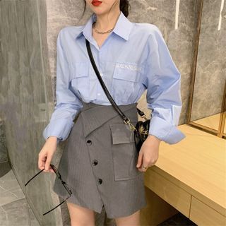 embroidered shirt and skirt