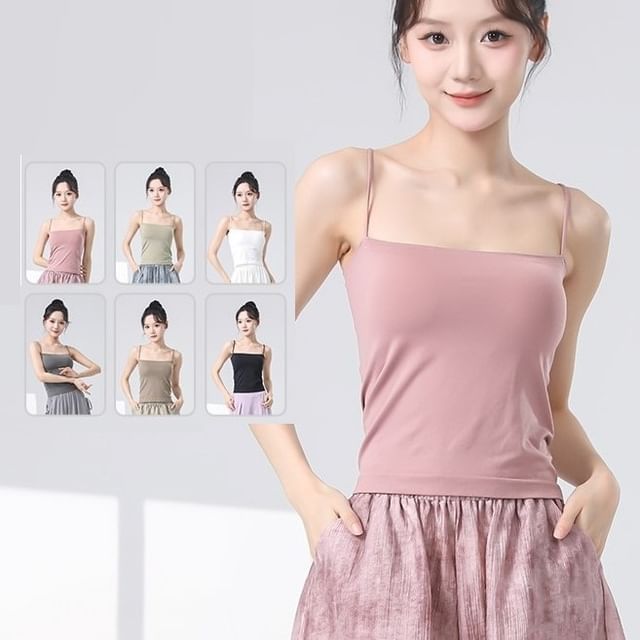 femmal-Spaghetti Strap Plain Cami Top